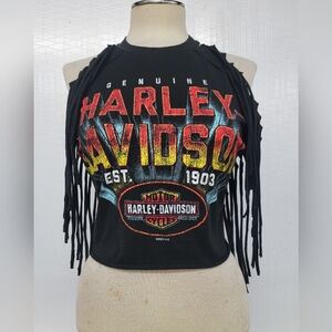Harley-Davidson  Fringe Halter Top Upcycled